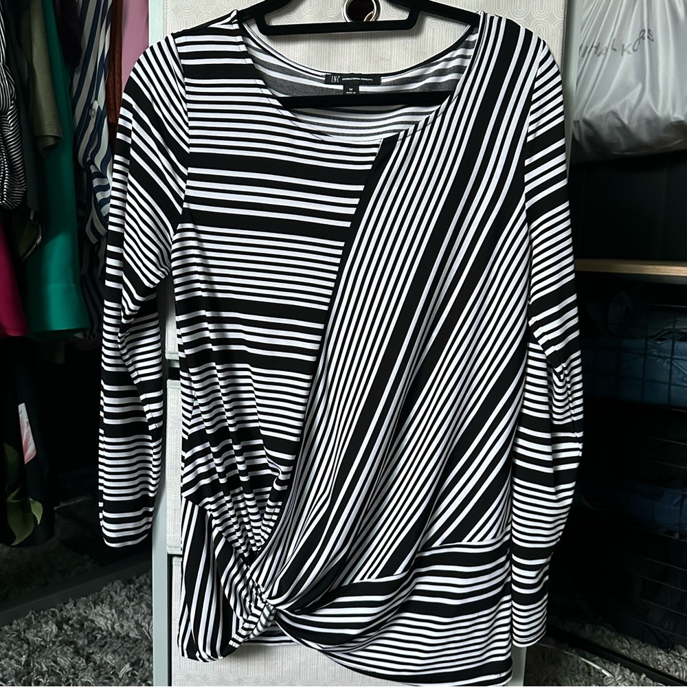 INC striped twist front long sleeve